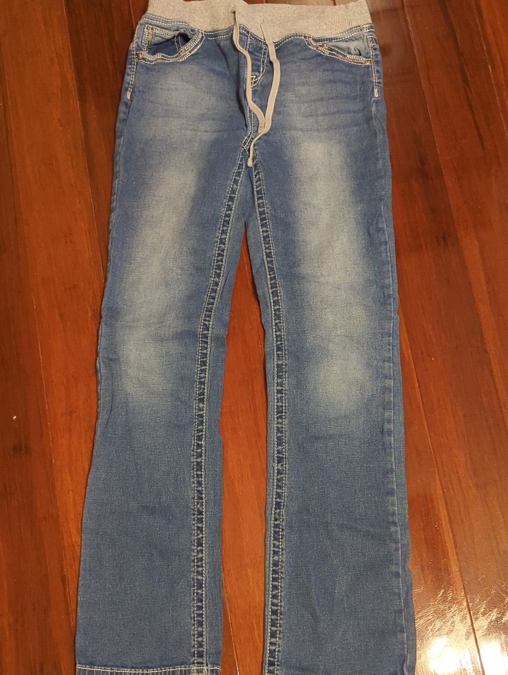 Justice Light Blue Denim Jeans with Gray Waistband